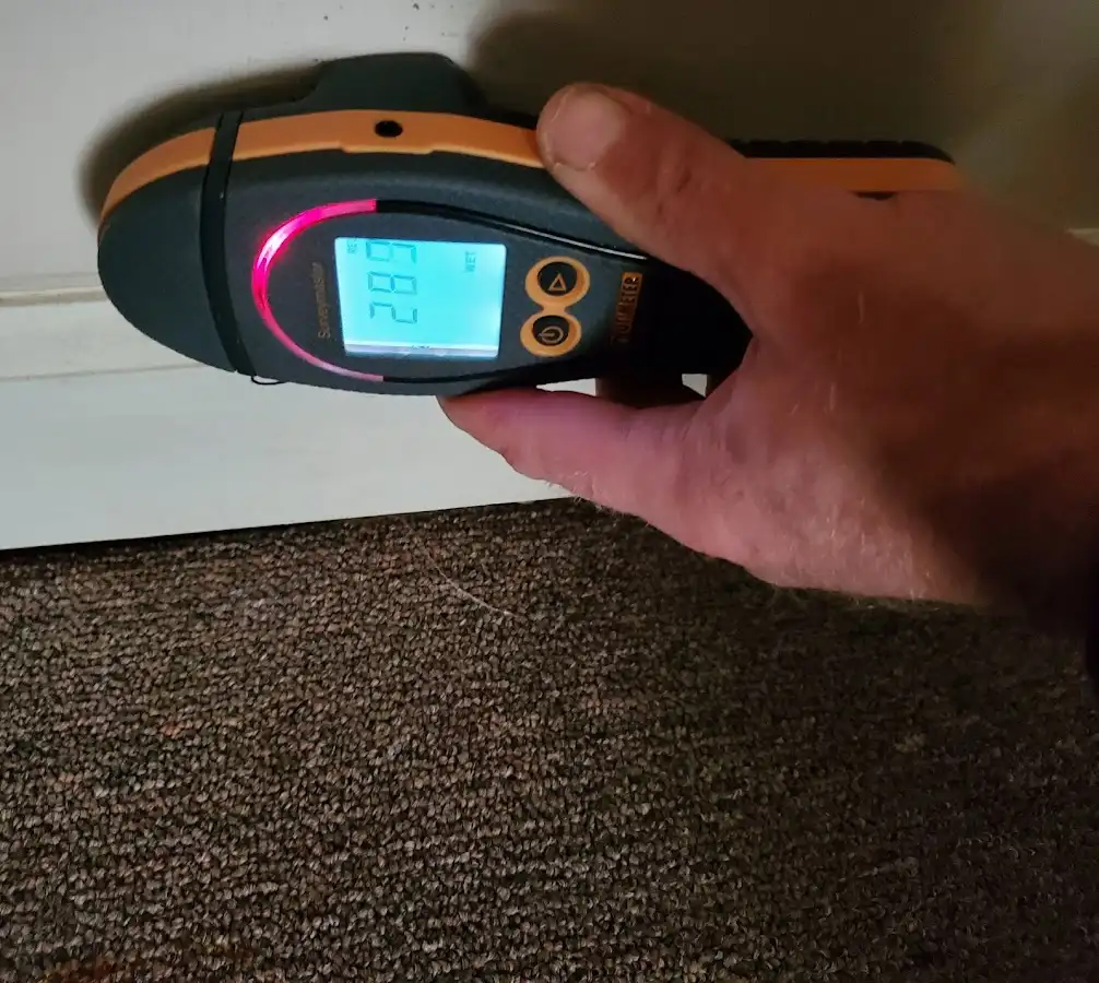 Moisture detection at baseboard during Mold Inspection & Testing in Aransas Pass